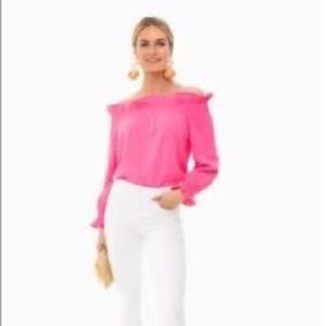 NWT Tuckernuck Marguerite Blouse Hot Pink Size Small
